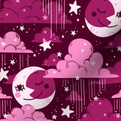  Rainy Night Sky in Pink 1/2 Size