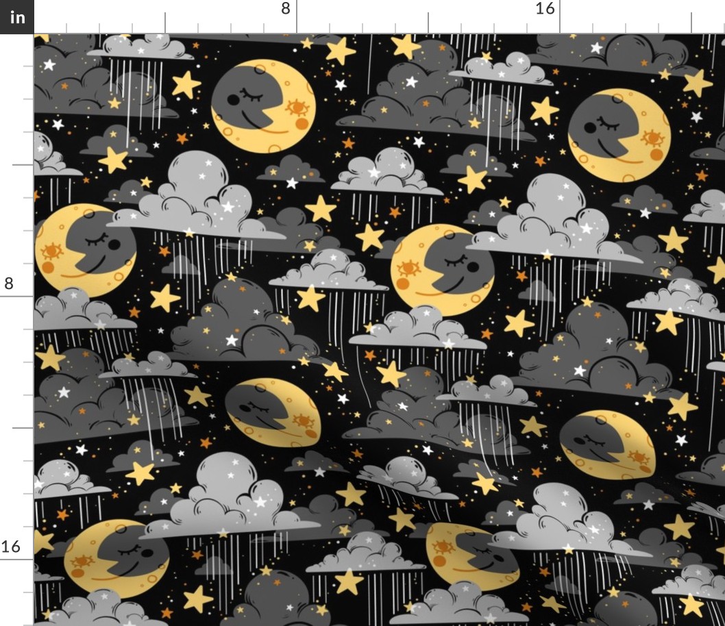  Rainy Night Sky on Grey 1/2 Size