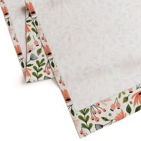 Ditsy modern floral- pink and green on cream - large