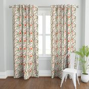 Ditsy modern floral- pink and green on cream - large