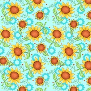 Sunflower Turquoise Scattered Toss sm