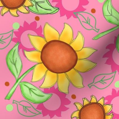Sunflower Pink Scattered Toss
