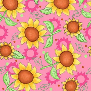 Sunflower Pink Scattered Toss Medium