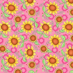 Sunflowr Pink Scattered Toss sm