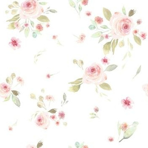 Pink Posies Lattice |Pastel Floral|Renee Davis