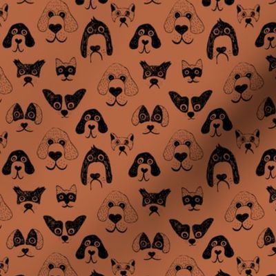 Little pups and dogs friends pet lovers design rust black SMALL