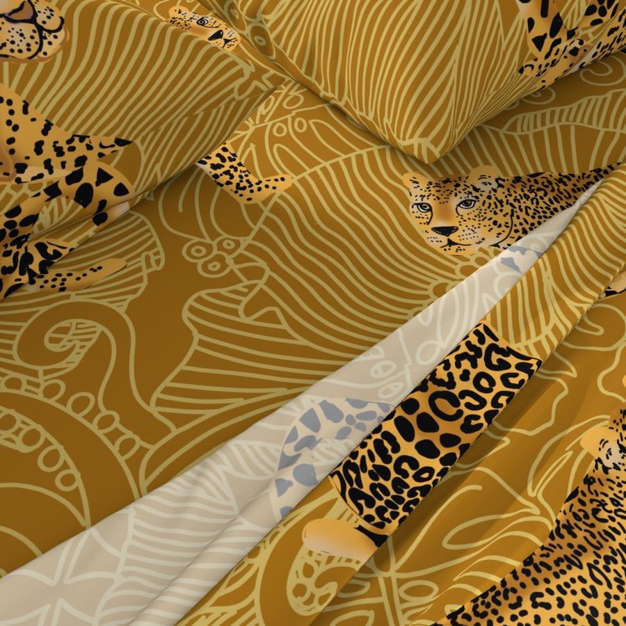 LEOPARD EXOTIC JUNGLE mustard large scale