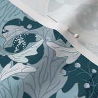 William Morris Radial Teal Leaves 