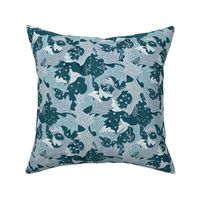 William Morris Radial Teal Leaves 