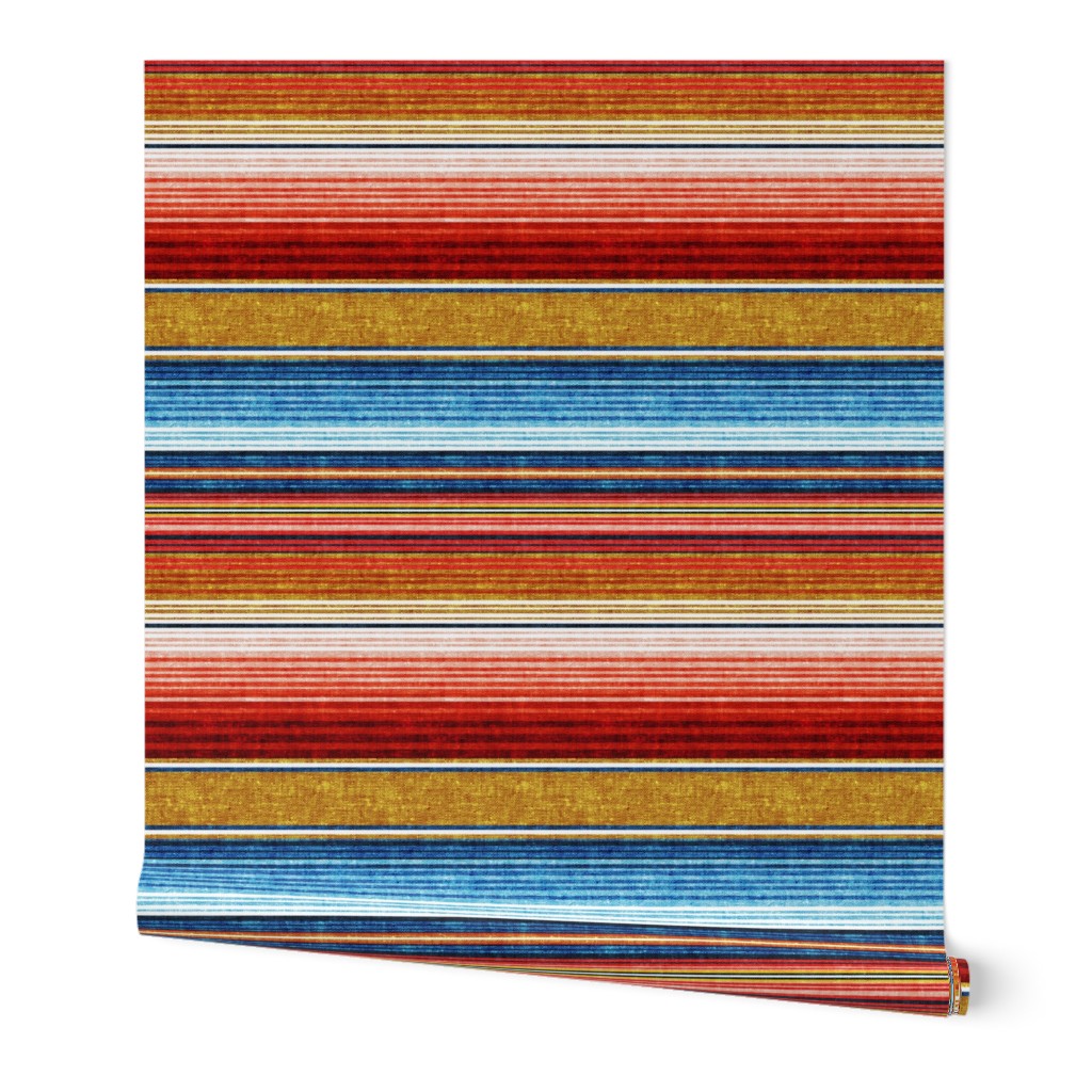 serape southwest stripes - blue/red/gold  - LAD20