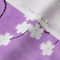 Sumi-E Inspired Sakura Blossoms on lilac