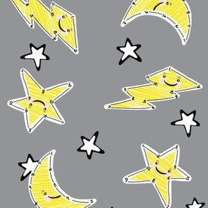 Number to Number Star to Star Up in the Sky is Where They Are - Yellow Grey White Moon Lightening Kids Toddler 
