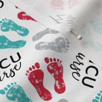 NICU nurse - multi baby feet - red/teal/grey - nursing - LAD20