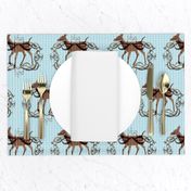 6x5-Inch Repeat of Graceful Deer in Brown and Blue