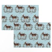 6x5-Inch Repeat of Graceful Deer in Brown and Blue