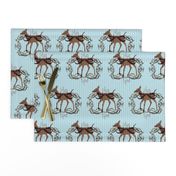 6x5-Inch Repeat of Graceful Deer in Brown and Blue