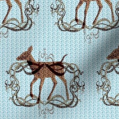 6x5-Inch Repeat of Graceful Deer in Brown and Blue