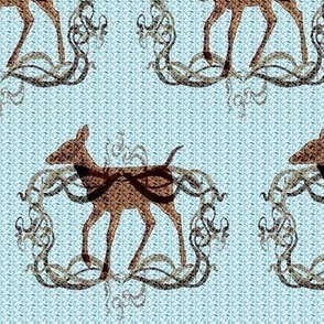 6x5-Inch Repeat of Graceful Deer in Brown and Blue