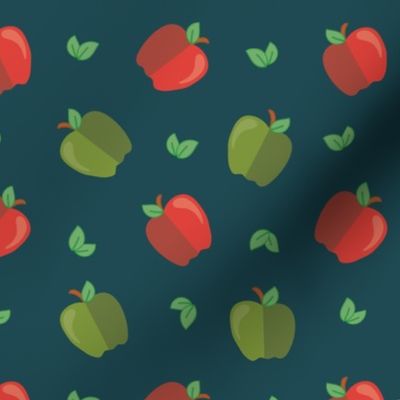 Small Scale Green and red apples on dark background