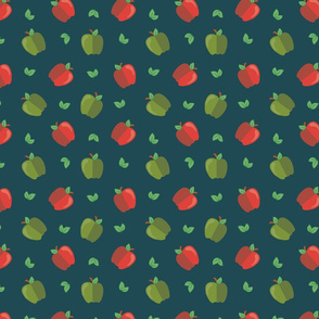 Small Scale Green and red apples on dark background