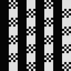 JP2 - Medium - Art Deco Checked Stripe in Black and Grey