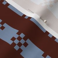 JP3 - Medium - Art Deco Checked Stripe in Rusty Brown and Gunpowder Blue