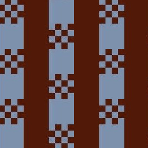 JP3 - Medium - Art Deco Checked Stripe in Rusty Brown and Gunpowder Blue