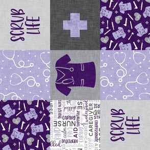 Scrub Life - nursing patchwork - purple  (90) -  LAD20