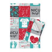 NICU Nurse - nursing patchwork - red/ teal -  LAD20