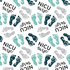 NICU nurse - multi baby feet - teal/grey - nursing - LAD20