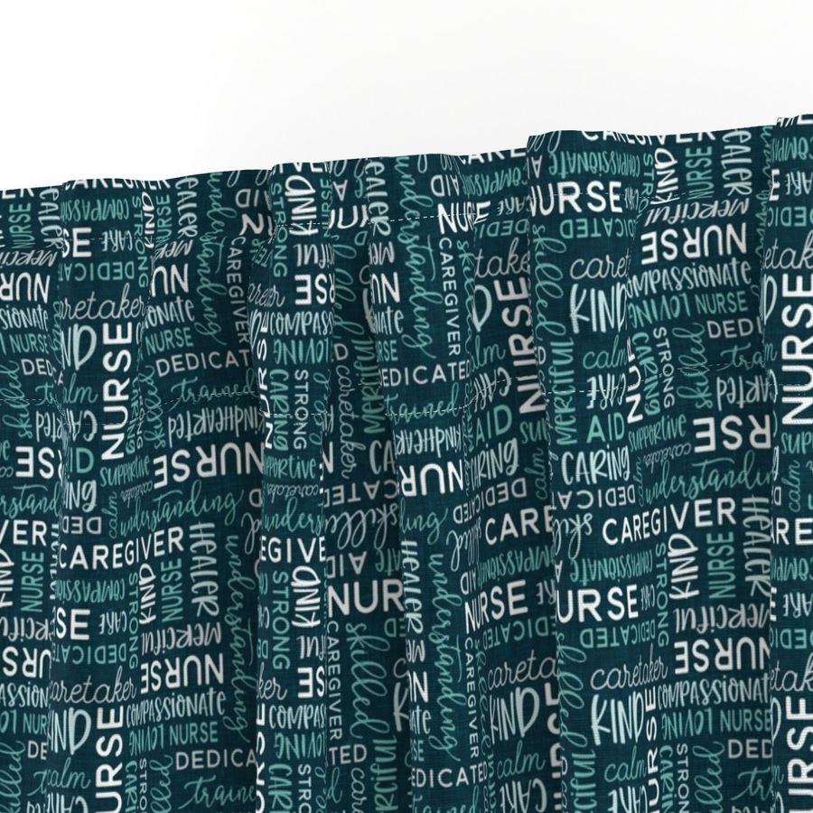 all things nurse - patchwork coordinate - teal on dark teal - LAD20