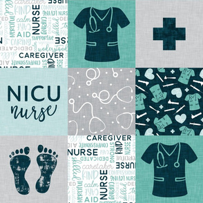 NICU Nurse - nursing patchwork - teal - LAD20