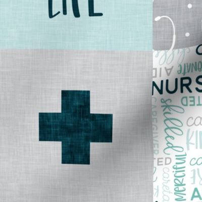 Scrub Life - nursing patchwork - teal -  LAD20