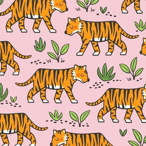 Jungle Tiger on Light Pink