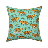 Jungle Tiger on Mint Green