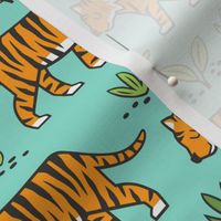 Jungle Tiger on Mint Green