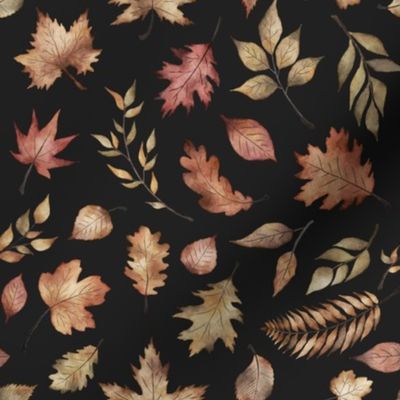 Fall Leaves // Charcoal Black