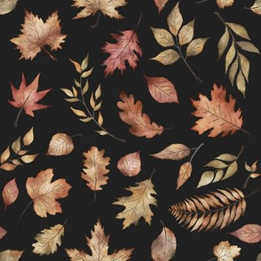 Fall Leaves // Charcoal Black