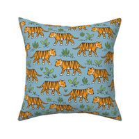 Jungle Tiger on Light Navy Blue