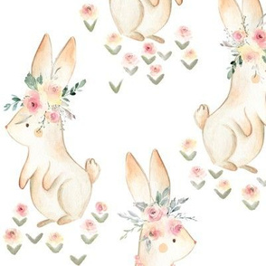 Sweet Bunny – Woodland Rabbit & Flower Patch, LARGER scale