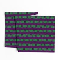 JP6 - Medium - Art Deco Checked Stripe in Royal Purple and Grassy Green