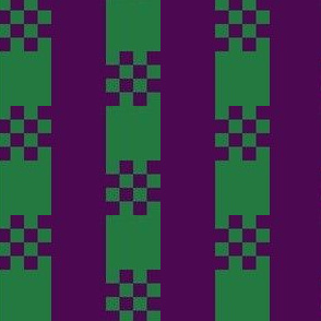 JP6 - Medium - Art Deco Checked Stripe in Royal Purple and Grassy Green