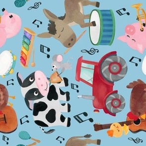 In The Band Blue Rotated Farm Animals