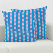 JP11 -  Medium - Art Deco Checked Stripe in Blue and Pink