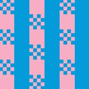 JP11 -  Medium - Art Deco Checked Stripe in Blue and Pink