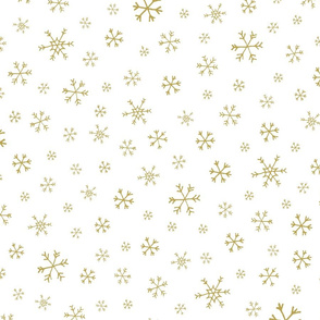 Snowflake Ditsy in Gold on White