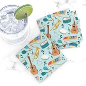Watercolor Musical Instruments Light Blue Small