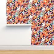 roller disco party 70s orange // large scale