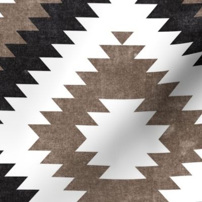 aztec neutrals - inkwell & taupe on white  - home decor - LAD19