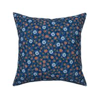 Blue and Coral Floral Ditsy